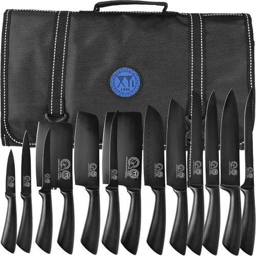 XYJ - Juego de cuchillos profesionales para chefs maestros, cuchillo de carnicero para carne para acampar, juego de cuchillos de chef con bolsa