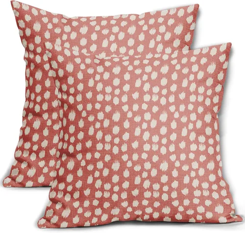 Miniatura 82 de Fundas de almohada marrón y blancas de 18 x 18 pulgadas, juego de 2 almohadas boho grises con lunares, fundas de almohada modernas estampadas