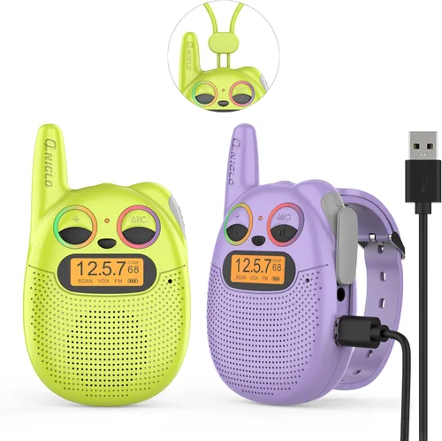Miniatura 15 de Qniglo Walkie Talkies para niños recargables, paquete de 2, regalos de Navidad y cumpleaños, juguetes para niños y niñas de 3 a 12 años, walkie Azul