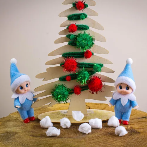 Miniatura 3 de Muñeca de elfo bebé de Navidad en mono azul