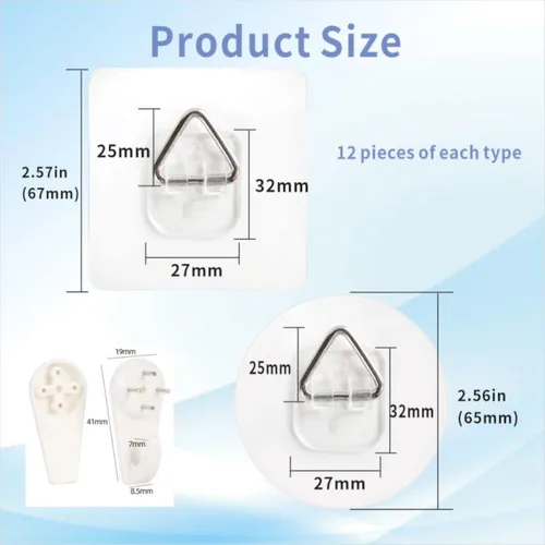 Miniatura 3 de Paquete de 12 ganchos adhesivos para fotos, ganchos de pared invisibles sin clavos para platos, marcos de fotos y decoración de pared (2.6 pulgadas)