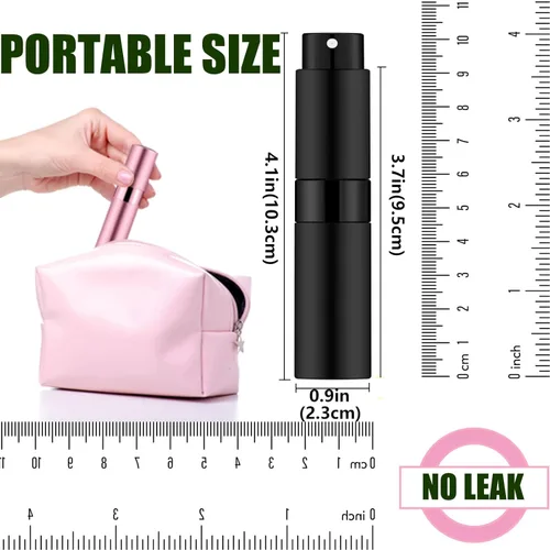 Miniatura 7 de 8ML Mini atomizador Perfume Viaje (negro mate) botella recargable portátil spray botella para colonia y perfume (3 piezas)