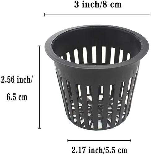 Miniatura 2 de Panxxsen Paquete de 50 macetas de red de 3 pulgadas para hidroponía, tazas de red de malla ranurada para orquídeas acuapónicas, verduras, cestas