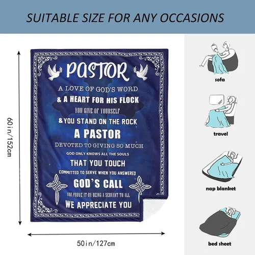 Miniatura 7 de Amonee-YL Regalos de agradecimiento para pastores, regalos para pastor, manta de pastor de 50 x 60 pulgadas, regalo para pastores para hombres