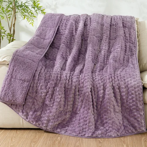 Miniatura 12 de Cottonblue Manta con peso de 15 libras de forro polar de burbujas felpa Sherpa para adultos, se adapta a camas de tamaño individual/matrimonial