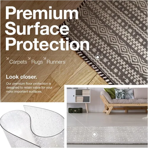 Miniatura 4 de Alfombra transparente, fabricada en Estados Unidos, seguro, 18 x 48 pulgadas, vinilo con tacos de 0.079 in de grosor, tapete con picos para debajo