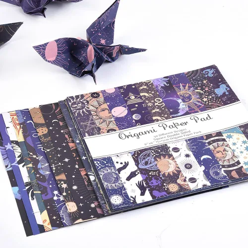 Miniatura 4 de Kit de papel de origami, 100 hojas de 2.47 oz/m², 6 pulgadas, cuadrados, de doble cara, 100 colores sólidos vívidos para manualidades a mano, papel