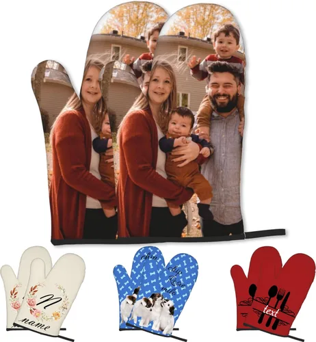 Miniatura 23 de Manoplas de horno personalizadas con soportes para ollas con nombre y foto personalizados, manoplas de horno resistentes al calor y al deslizamiento