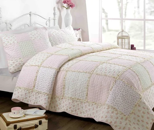 Miniatura 7 de Cozy Line - Juego de edredón de rayas verdes lavanda y puntos morados, 2 piezas, 100% algodón, reversible, para todas las estaciones, con fundas