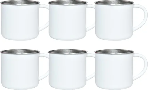 Miniatura 3 de AGH Paquete de 6 tazas de café de 14 onzas con asa, taza de acero inoxidable con asa, taza de café de metal para campamento, juego de tazas