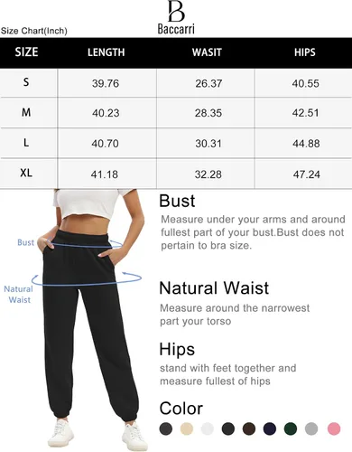 Miniatura 6 de Baccarri Pantalones deportivos casuales de forro polar para mujer, cintura alta, con parte inferior de cincha, pantalones deportivos holgados