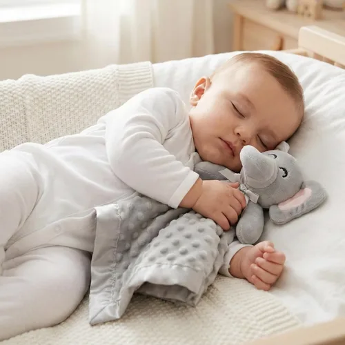 Miniatura 2 de Pro Goleem Manta de Seguridad de Elefante, Manta de Apego Suave Unisex Regalos para Bebés para Niños y Niñas Juguete de Abrazo Animal de Peluche
