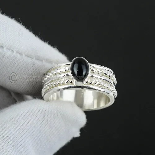 Miniatura 2 de Black Onyx Spinner Ring, Handmade Onyx Ring, Meditation Ring Women, Worry Silver Ring, 925 Silver Ring, Fidget Onyx Ring, Gemstone Spinner Ring