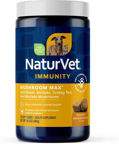 NaturVet Mushroom Max Suplemento Avanzado de Apoyo Inmunológico para Perros – Ayuda a Fortalecer la Inmunidad, Salud General para Perros – Incluye