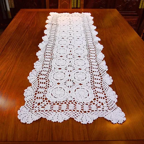 Miniatura 10 de Hsvanyr 15 x 27 pulgadas rectangular de algodón hecho a mano con encaje de ganchillo para mesa de café, tocador, bufanda, centros de mesa, decoración