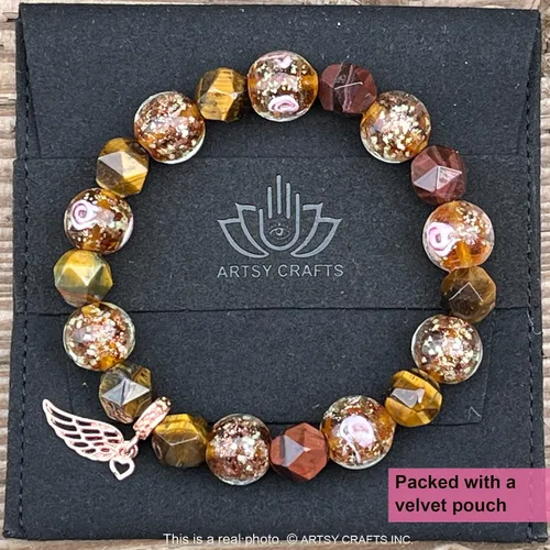 Miniatura 4 de ARTSY Crafts Glow in the Dark Firefly Beads + Natural Gemstone Bracelets, Handmade in USA