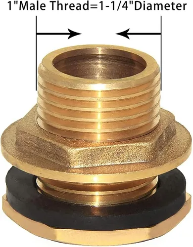 Miniatura 7 de Joywayus 1" macho y sin hembra interior de latón macizo conector de tanque de agua accesorio de tanque de mamparo con anillo de goma estabilizador