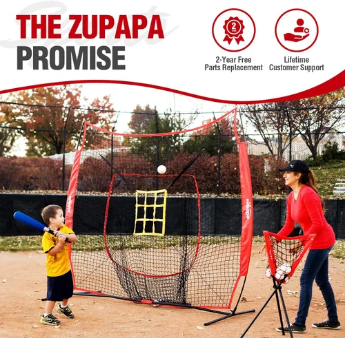 Miniatura 2 de Zupapa Juego de camisetas de béisbol y softbol de 7 x 7 pies con zona de ataque, red de práctica de béisbol para lanzar, bateo, captura para todos