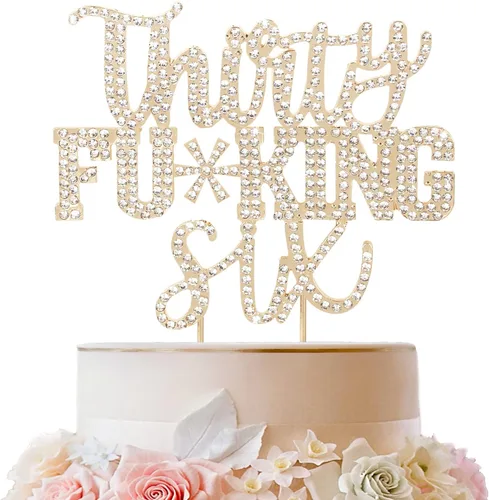 Miniatura 36 de LINGTEER Veintiún divertidos adornos dorados para tartas con diamantes de imitación – Saludos a los 21 años de edad, decoración de centros de mesa