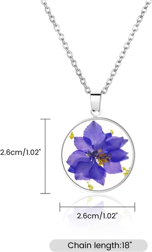 Miniatura 71 de Pressed Flower Necklace Gift for Women Personalized Handmade Necklaces Birth Flower Necklace