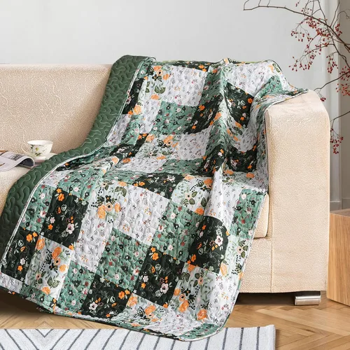 Miniatura 13 de Lujo Reversible 100% algodón clásico Boho a rayas a cuadros Cobija 60 x 50 pulgadas se puede lavar a máquina y secar en secadora, Algodón, Patrón 3