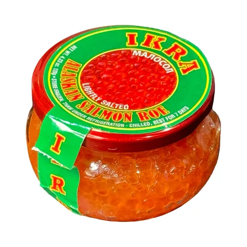 Huevas de salmón de Alaska – Sal naturalmente ligera, caviar rojo, Ikura, mariscos gourmet refrigerados, 4.23 oz | 4.23 oz