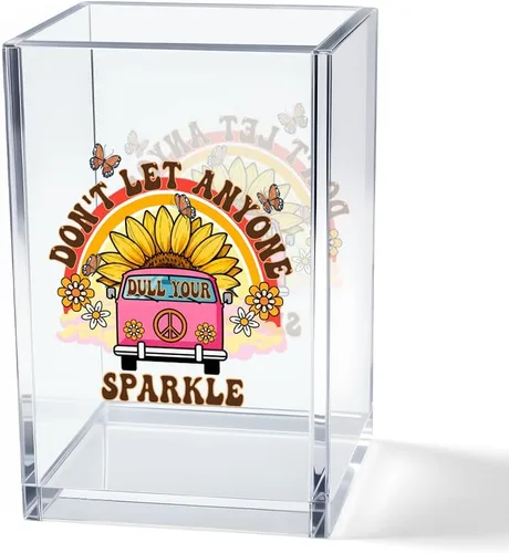 Miniatura 10 de Never Let Anyone Dull Your Sparkle - Organizador de brochas de maquillaje acrílico, almacenamiento de pinceles acrílicos para niñas, regalos