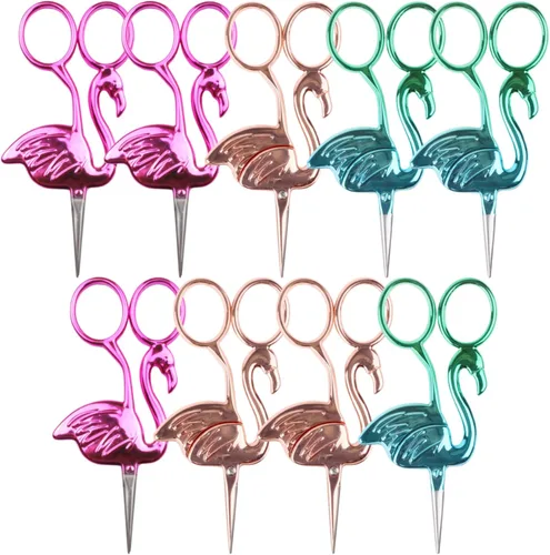 Miniatura 30 de JubileeYarn - Tijeras para bordar, diseño de flamenco, color rosa, 1 par Rosa flamenco