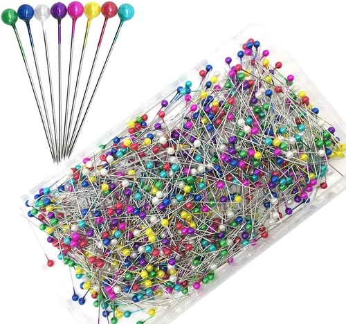 800 alfileres de costura multicolor de 1.496 in/1.5 pulgadas, alfileres rectos con cabeza de bola perlada, alfiler para acolchar de tela y