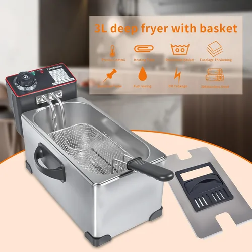 Miniatura 6 de Freidora eléctrica de 2.5 litros de capacidad, tapa de 1300 W con ventana de visualización y filtro de olor, temperatura ajustable, cesta extraíble