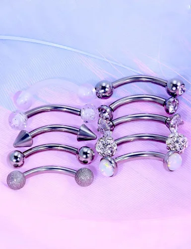 Miniatura 2 de Jenxnjsjo Piercing para cejas, 0.63 onzas, 0.630.390.39 pulgadas, joyería para mujer, diseño de labret vertical, labio, barra curvada, aretes