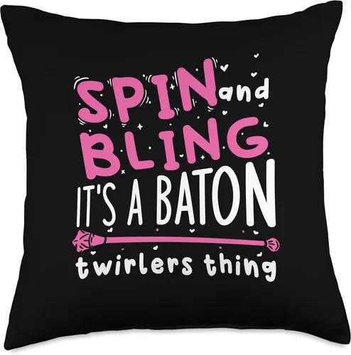 Miniatura 4 de Funny Majorette Baton Spinning Twirler Gift Spin and Bling It's A Baton Twirling Thing - Almohada de 16 x 16 pulgadas, multicolor