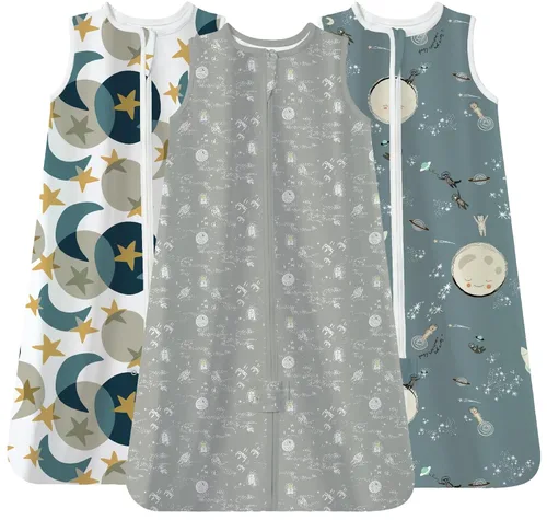 Miniatura 16 de TotAha Saco de dormir para bebés de 6 a 12 meses, paquete de 3, saco de dormir transpirable para bebé, niña, niño, manta usable con cremallera Azul