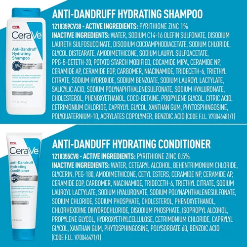 Miniatura 12 de CeraVe Champú y acondicionador hidratante anticaspa, tratamiento de caspa de piritiona y zinc con ceramidas, ácido hialurónico y niacinamida
