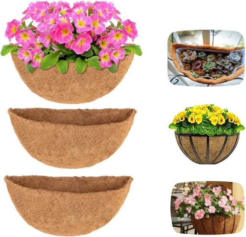 Miniatura 12 de Forros semicirculares de fibra de coco, 1 paquete de revestimientos de coco para cesta colgante, forro de coco de 10 pulgadas, transpirable