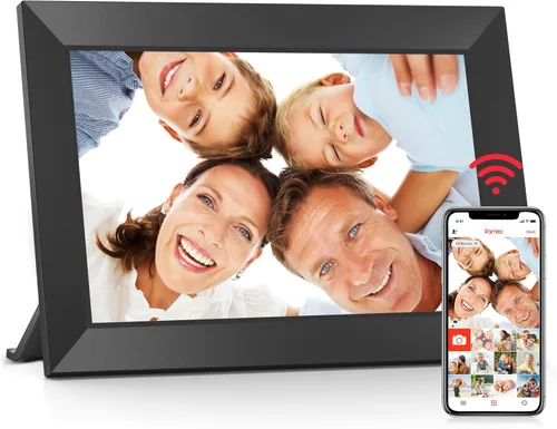 BIGASUO Marco de fotos digital, marco digital Frameo de 10.1 pulgadas con WiFi con memoria de 32 GB, pantalla táctil IPS de 1280 x 800, envía 10.1"