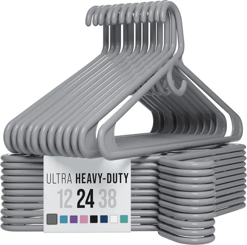 Miniatura 17 de NEATERIZE Perchas gruesas y resistentes, paquete de 38 perchas de plástico color azul marino, ideales para colgar abrigos, chaquetas, jeans