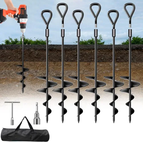 Miniatura 11 de Phopich Anclaje de Tierra Largo de 18 pulgadas/30 pulgadas, Anclajes de Tierra de Servicio Pesado Kit de Anclajes de Tierra Atornillables con Llave