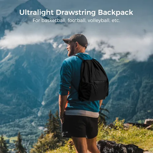 Miniatura 7 de pack all Mochila con cordón, bolsa de gimnasio deportiva resistente al agua, bolsa de entrenamiento ligera con bolsillo impermeable con cremallera