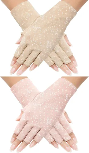 Miniatura 11 de Maxdot Guantes sin dedos para mujer, con protección solar, guantes de conducción de verano, antideslizantes, con protección UV, para exteriores