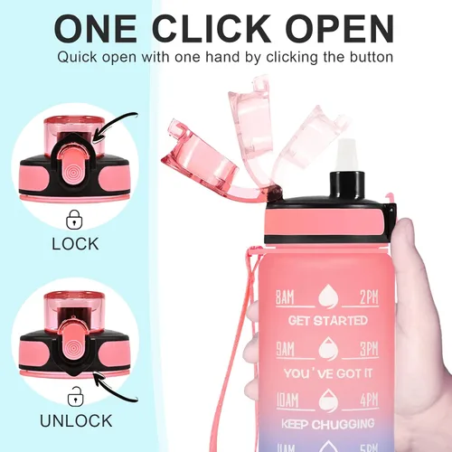 Miniatura 4 de Enerbone Botella de Agua, A Prueba de Fugas Sin BPA y Tóxicos, Botella de Agua Motivacional con Horarios para Beber y Pajita, Botella de Agua
