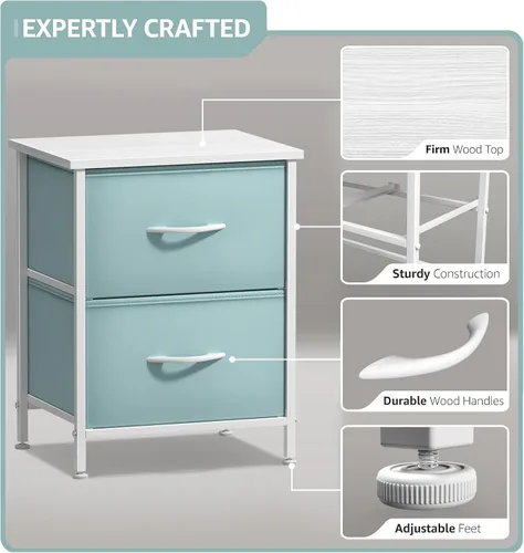 Miniatura 4 de Sorbus - Mesita de noche con 2 cajones - Muebles de noche para niños, mesa auxiliar, mesita de noche - Estructura de acero, tablero de madera