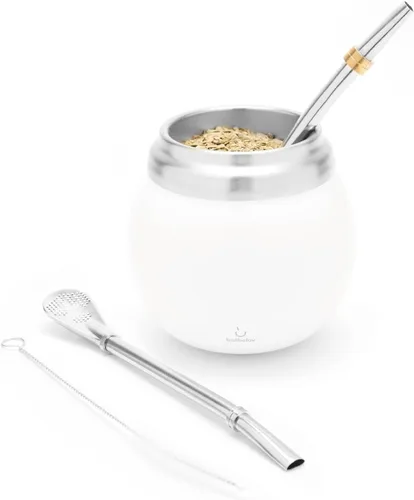 BALIBETOV Kit de Yerba Mate - Incluye taza de yerba mate y juego de bombilla - Juego de calabaza térmica y bombilla de acero inoxidable de doble