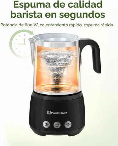 Miniatura 3 de Maestri House Espumador de leche, vaporizador y espumador de leche eléctrico 4 en 1, 16.9 onzas, 600 W, control táctil inteligente, máquina