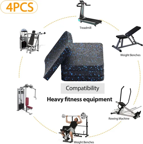 Miniatura 3 de Almohadillas para cinta de correr, tapete para equipo de ejercicio con goma de alta densidad para proteger suelos de 3.94 x 3.94 x 0.5 pulgadas