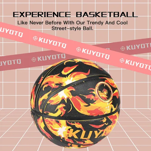 Miniatura 4 de KUYOTQ - Baloncesto para niños, jóvenes y adultos, tamaño 3/4/5/6/7 (22/25.5/27.5/28.5/29.5"), baloncesto premium de goma o cuero sintético