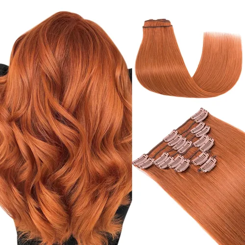 Miniatura 41 de Extensiones de cabello con clip, cabello humano Remy, extensiones de cabello largo lacio de una pieza con 5 clips, con gancho para colgar
