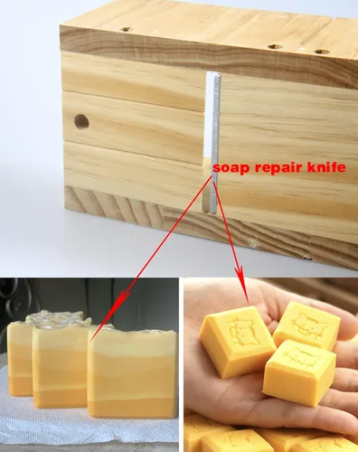Miniatura 3 de Voulosimi Molde de madera para hacer jabón, molde cortador de jabón para pan con cortador ondulado y rebanada recta