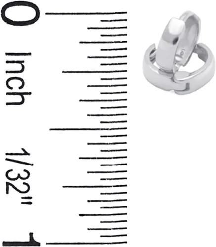 Miniatura 5 de Aretes de oro macizo de 14 quilates lisos de 0.098 in de ancho y 0.315 in de longitud abovedados pequeños aretes de aro pequeños