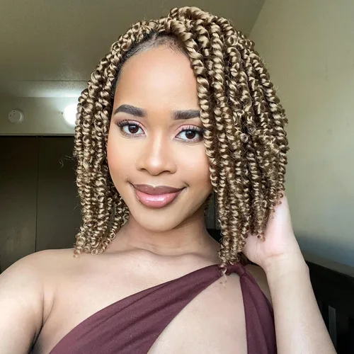 Cabello Passion Twist de 8 pulgadas, 8 paquetes, cabello de ganchillo pretrenzado para mujeres negras, cabello rizado de ganchillo preenlazado, 27#